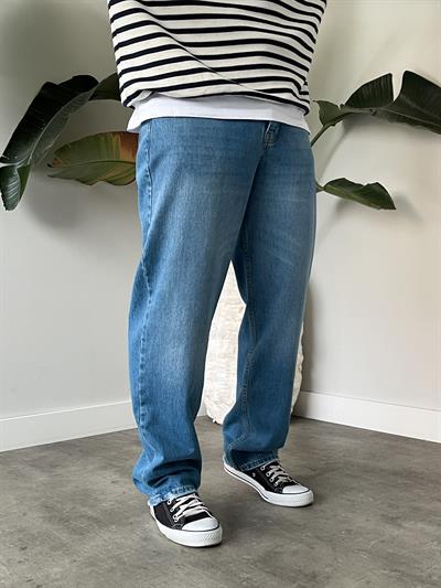 Drift Taşlamalı Blue Baggy Jean