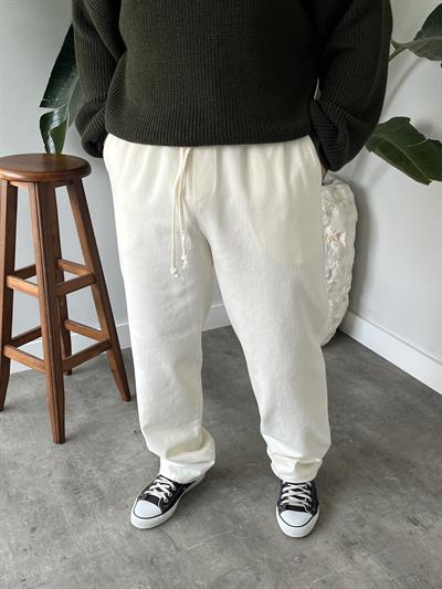 Ekru Yüksek Gramajlı Gabardin Baggy Pantolon