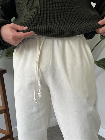Ekru Yüksek Gramajlı Gabardin Baggy Pantolon