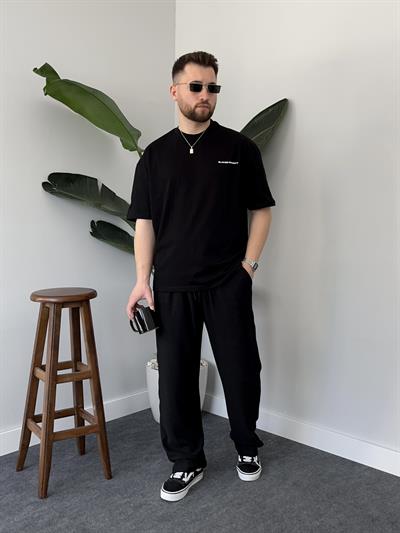 Elated Society Baskılı Siyah Oversize T-shirt