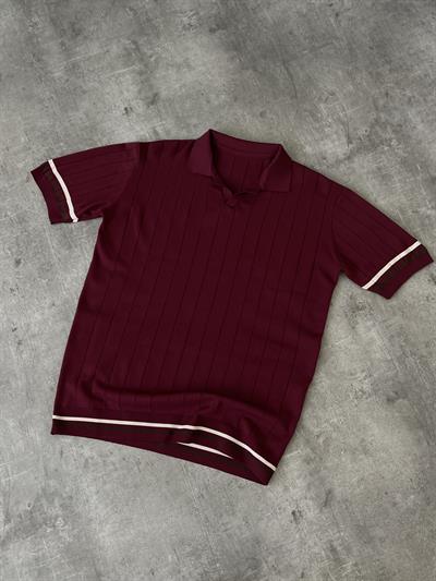 Elite Bordo Çizgi Detay Polo Yaka T-Shirt