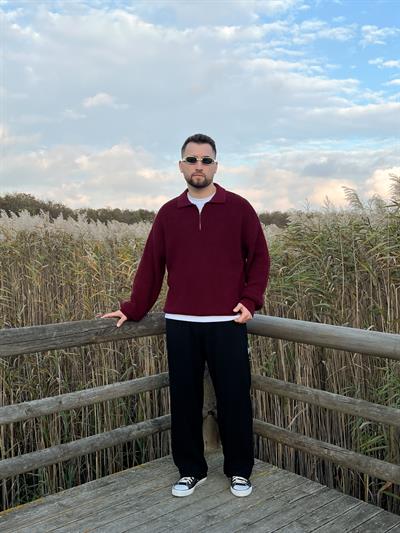 Elite Bordo Zip Polo Oversize Örgü Kazak