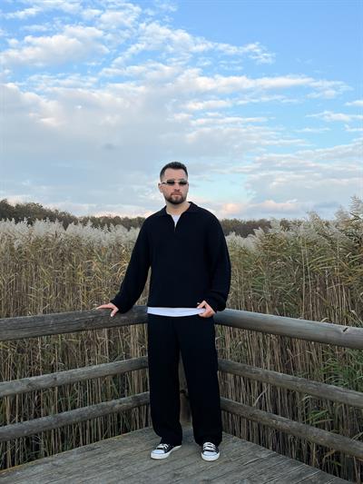 Elite Siyah Zip Polo Oversize Örgü Kazak