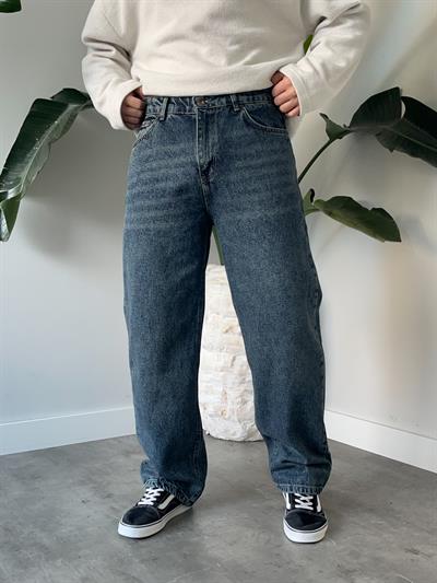Eskitme Yıkamalı Efekt Detaylı Baggy Jean