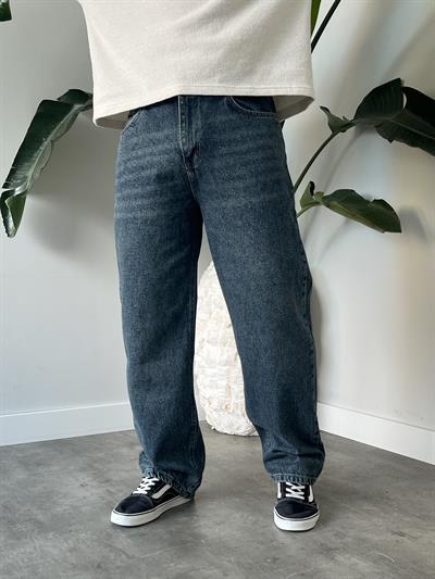 Eskitme Yıkamalı Efekt Detaylı Baggy Jean