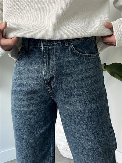 Eskitme Yıkamalı Efekt Detaylı Baggy Jean