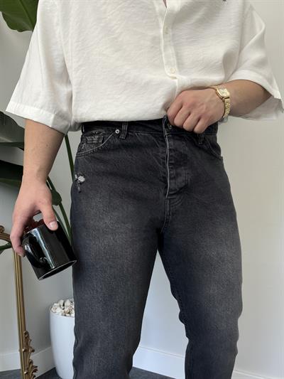 Füme Degrade Minimal Yırtık Boyfriend Jean 