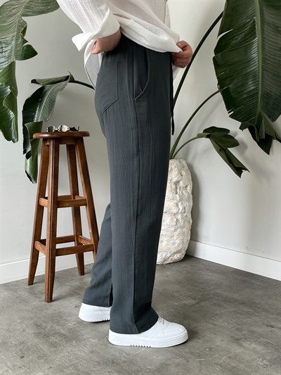 Füme Premium Müslin Dokulu Baggy Pantolon