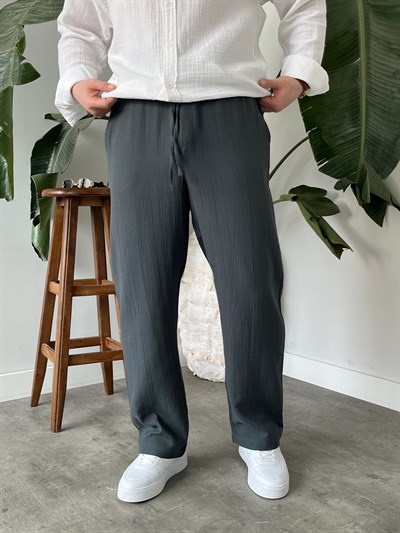 Füme Premium Müslin Dokulu Baggy Pantolon