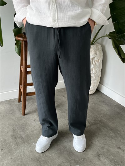 Füme Premium Müslin Dokulu Baggy Pantolon