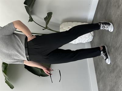 Gofre Kumaş Antrasit Çizgili Pileli Boyfriend Pantolon