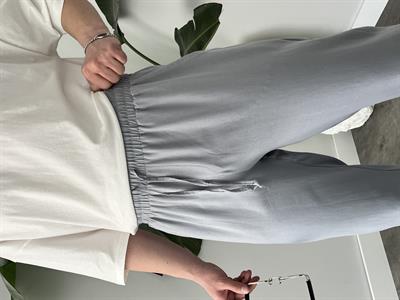 Gri Gabardin Keten Baggy Pantolon