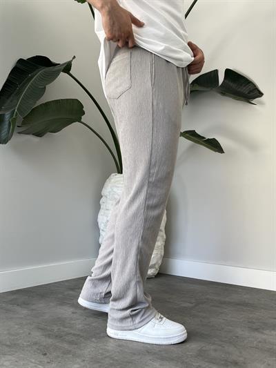 Gri Krinkıl Kumaş Relax Fit Pantolon