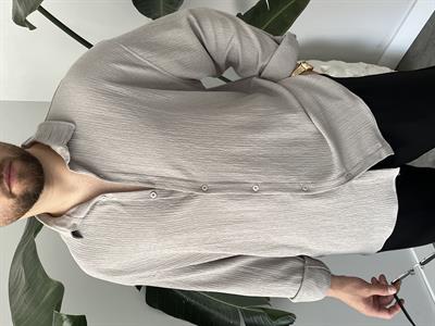 Gri Seul Kumaş Oversize Gömlek