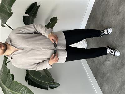 Gri Seul Kumaş Oversize Gömlek
