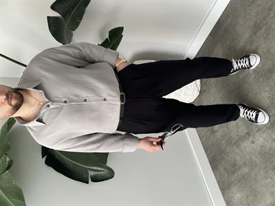 Gri Soft Touch Oversize Gömlek
