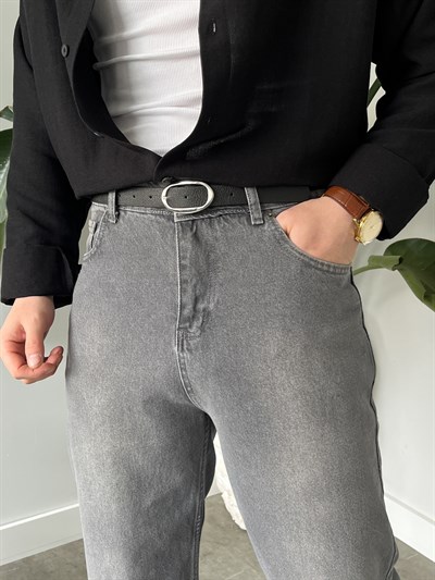 Gri Yıkamalı Baggy Jean