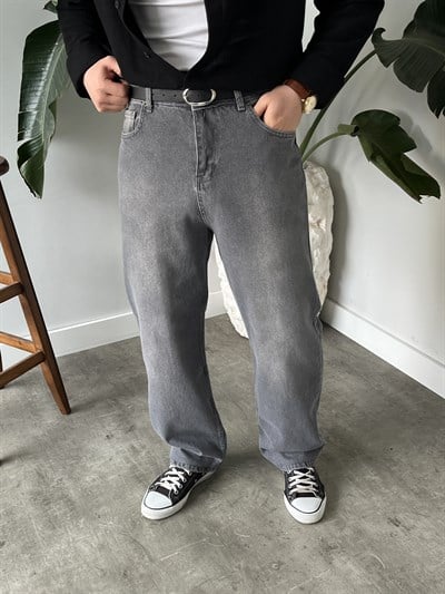 Gri Yıkamalı Baggy Jean
