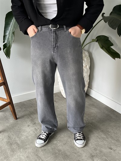 Gri Yıkamalı Baggy Jean