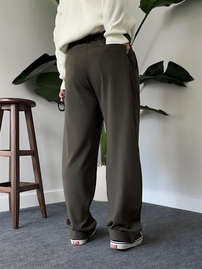 Haki Baggy Kumaş Pantolon
