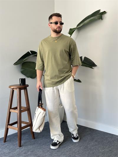 Asker Yeşili Oversize Basic T-shirt