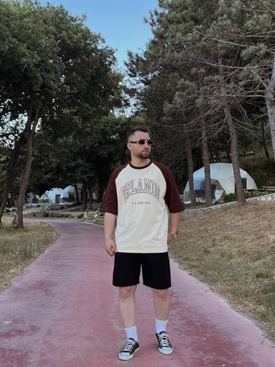 Kahve Orlando Parçalı Oversize T-shirt