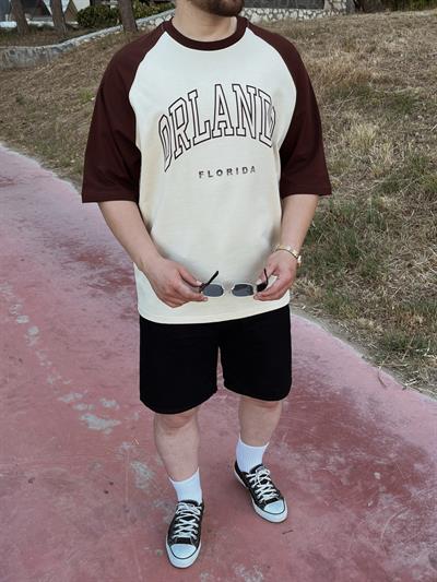 Kahve Orlando Parçalı Oversize T-shirt