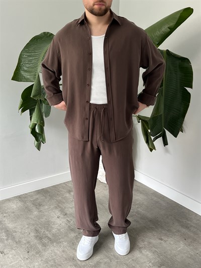 Kahverengi Premium Modal Oversize Takım