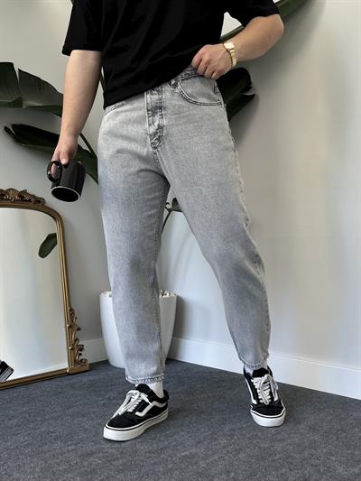 Kar Yıkamalı Gri Boyfriend Jean