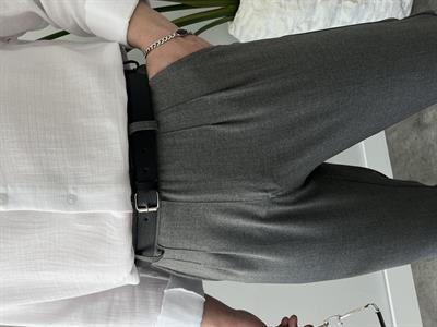 Koyu Gri Pileli Boyfriend Kumaş Pantolon