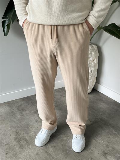 Krem Fitilli Lastik Bel Pantolon