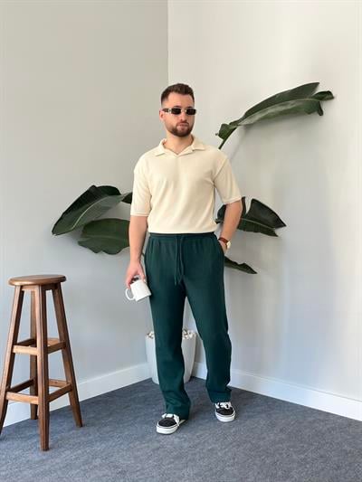 Krem Fitilli Polo Yaka T-shirt