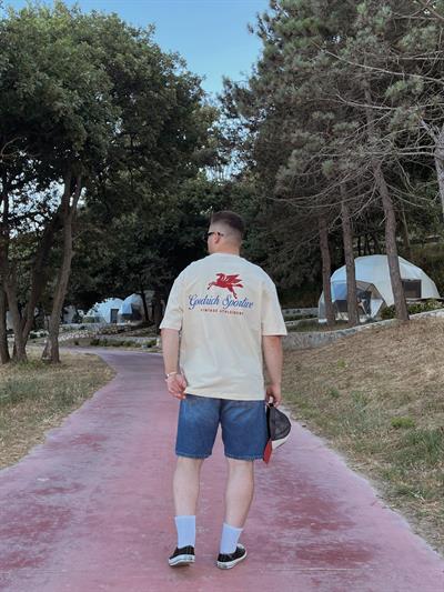 Krem Goodrich Baskılı Oversize T-shirt