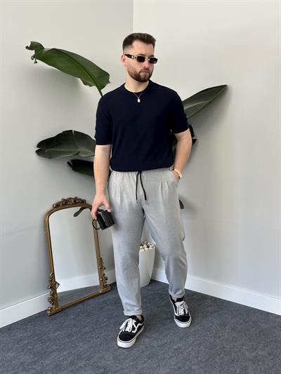 Lacivert Casual Örme Triko T-shirt