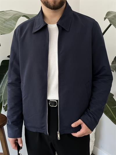 Lacivert Çift Yön Fermuar Boxy Fit Casual Ceket