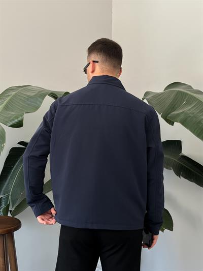 Lacivert Çift Yön Fermuar Boxy Fit Casual Ceket