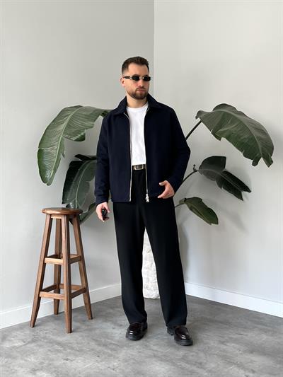 Lacivert Kaşe Casual Ceket