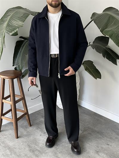 Lacivert Kaşe Casual Ceket