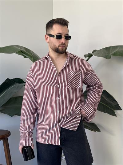 Linea Bordo Çizgili Oversize Gömlek
