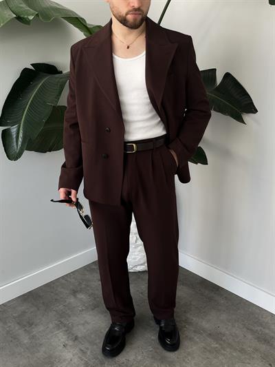 Luxury Edition Acı Kahve Kruvaze Oversize Takım