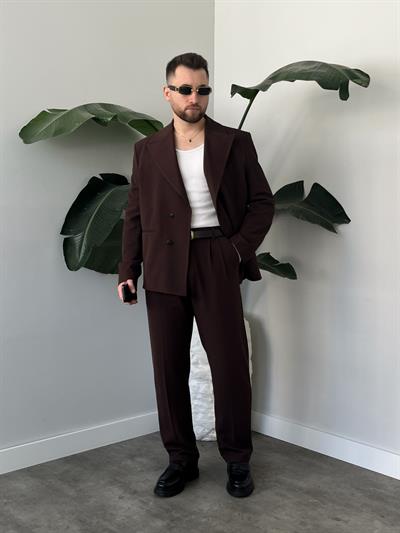 Luxury Edition Acı Kahve Kruvaze Oversize Takım