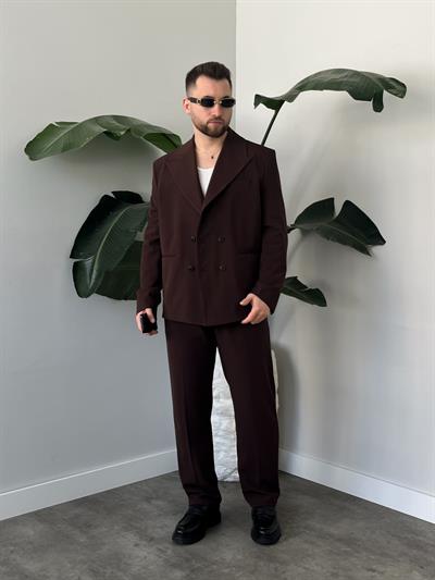 Luxury Edition Acı Kahve Kruvaze Oversize Takım