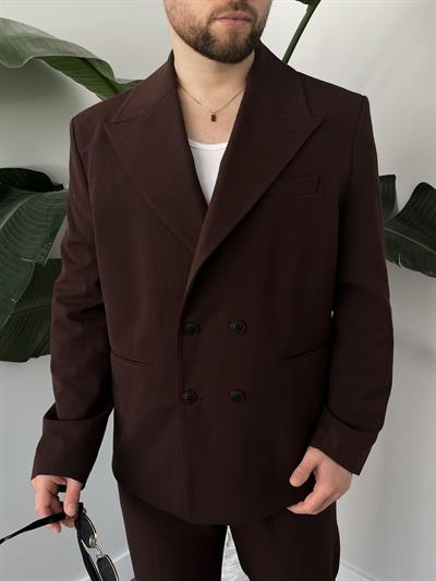 Luxury Edition Acı Kahve Kruvaze Oversize Takım