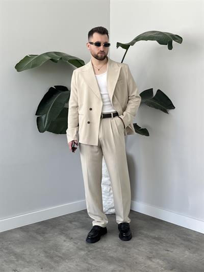 Luxury Edition Krem Kruvaze Oversize Takım