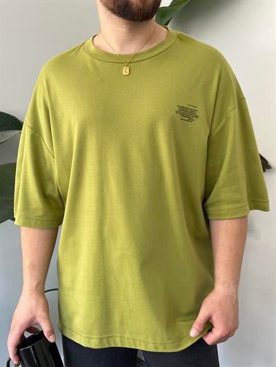 Minimal Yazı Baskı Yeşil Oversize T-shirt