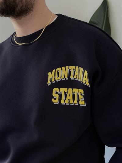 Montana State Baskılı Lacivert Sweatshirt