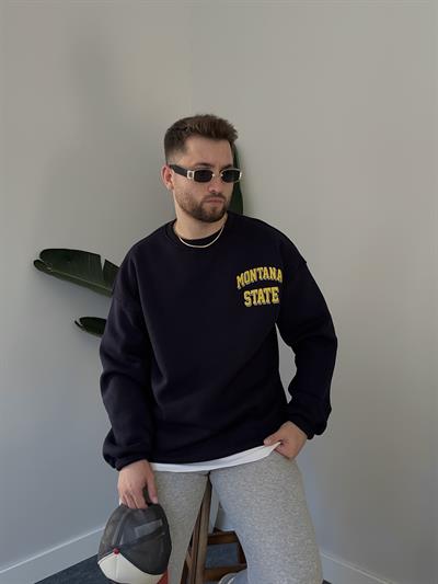 Montana State Baskılı Lacivert Sweatshirt