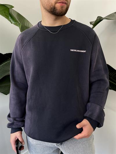 Mor Yıkamalı Baskılı Oversize Sweatshirt