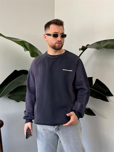 Mor Yıkamalı Baskılı Oversize Sweatshirt