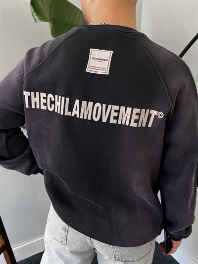 Mor Yıkamalı Baskılı Oversize Sweatshirt